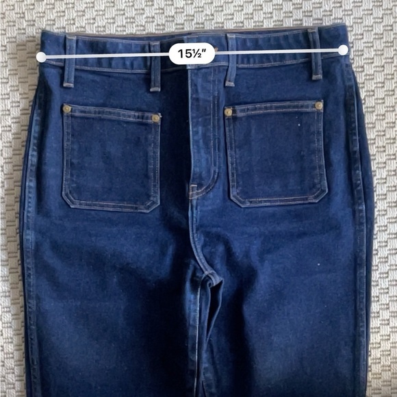 Khaite Raquel Patch Pocket Crop Flare Jeans - Dark Blue Wash - Size 31 - Picture 12 of 14